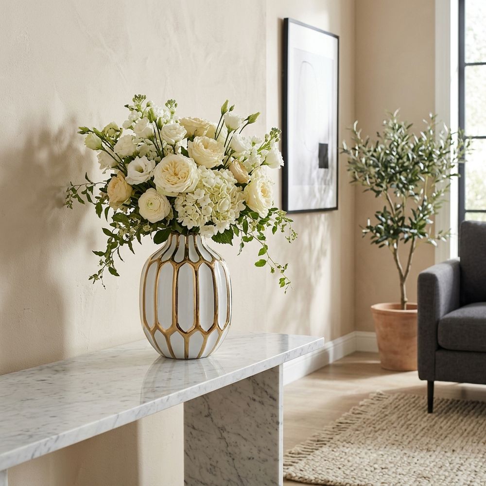 CALVINHAM WHITE VASE 8 (IN)