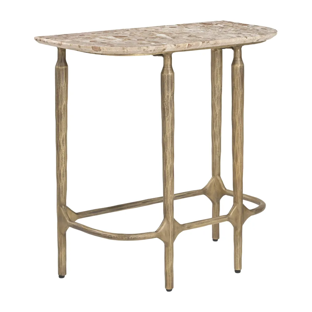 Rochester Side Table Beige & Brass
