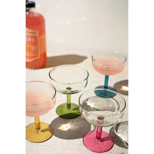 Set of 4 Coupe Glasses with Colored Stems 3