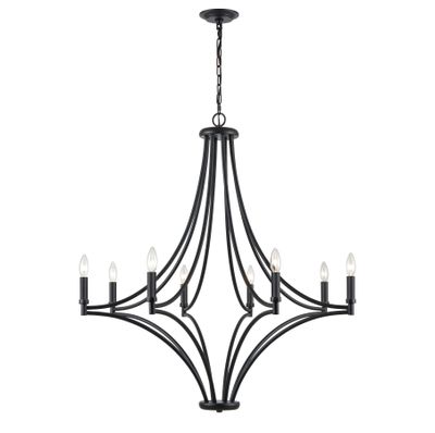 Spanish Villa 36″ Wide 8-Light Chandelier - Charcoal