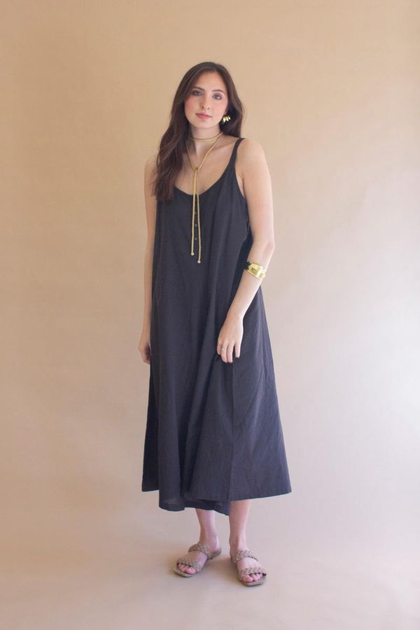 Adjustable Strap Flowy Jumper with Button Detail