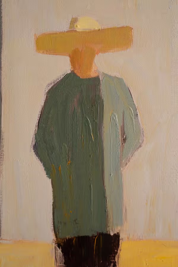 Set of 2 Framed Men and Women in Hats Paintings