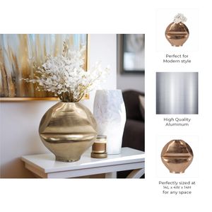 14" BYRAM, METAL SLIT VASE, CHAMPAGNE 9