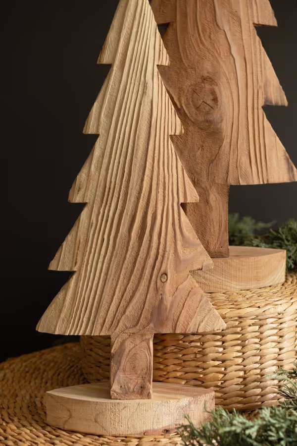 Set of 2 Fir Wood Christmas Trees