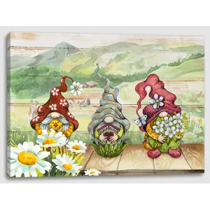 Daisy Gnomes Canvas Print 12x16in 1