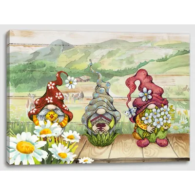 Daisy Gnomes Canvas Print 12x16in