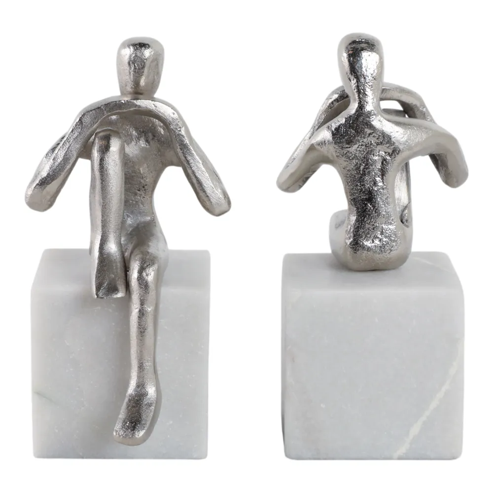 HARPERSHAW SET OF 2 SILVER BOOKENDS 8 (IN)