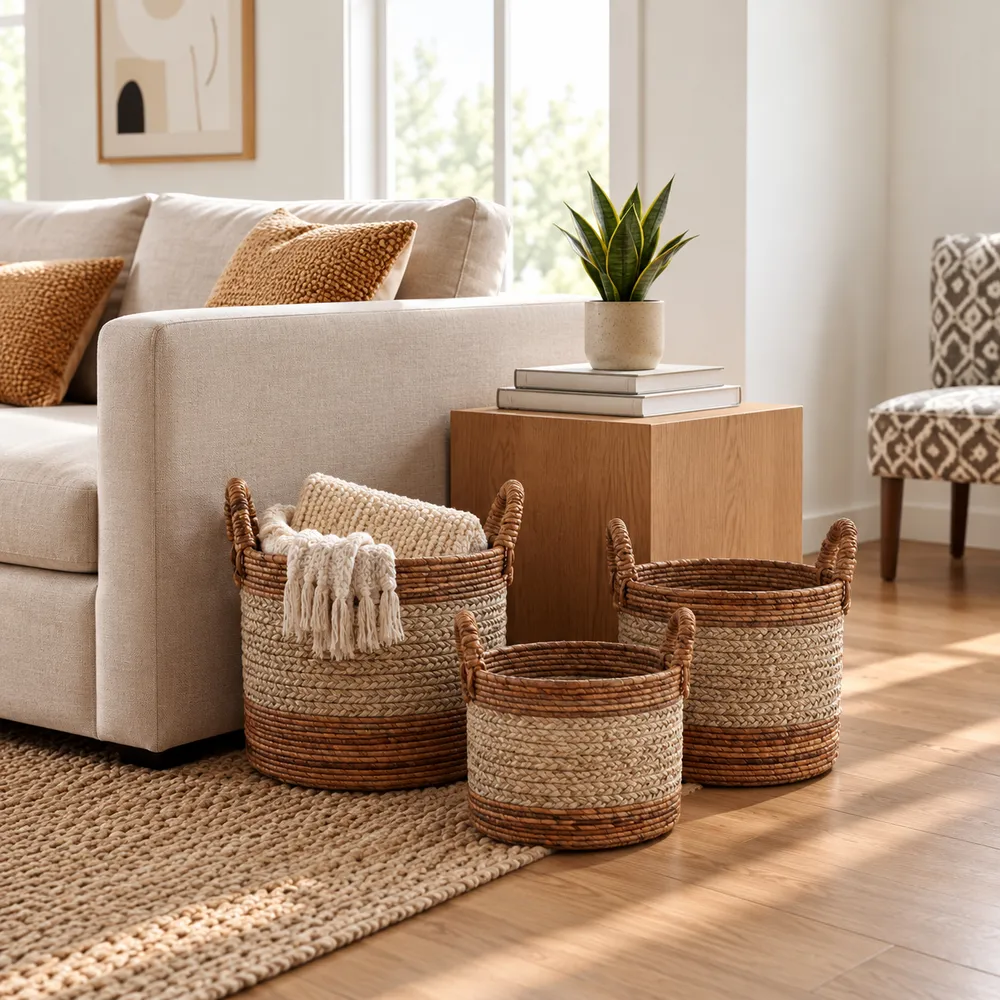 SEFPARK SET OF 3 BROWN BASKETS 17 (IN)