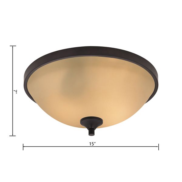 Arlington 15'' Wide 3-Light Flush Mount - Oil Rubbed Bronze with Amber Glass