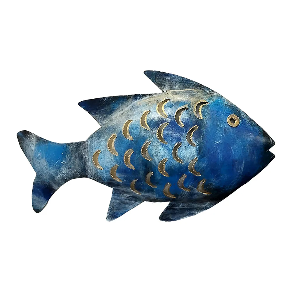 14" BLUE FISH WALL DECOR