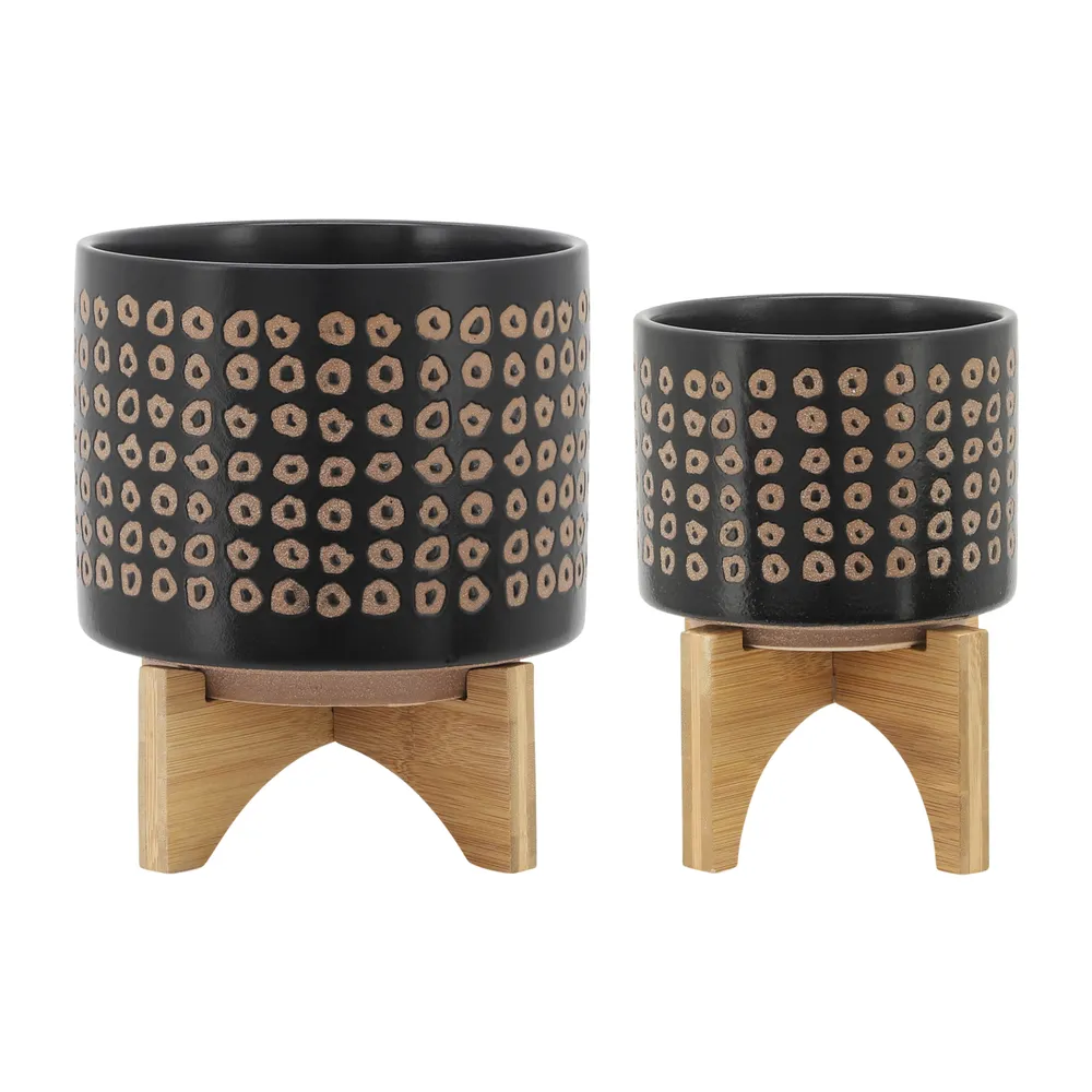 TANNERHAM SET OF 2 BROWN PLANTER 11 (IN)