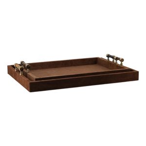 BERGENMILL SET OF 2 BROWN TRAY 3 (IN) 1