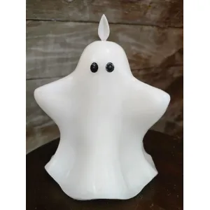 Ghost with Hands Moving Flame LED Candle 4.6x5.3in 3