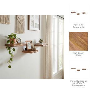 ATLASTON SET OF 3 BROWN WALL SHELF 1 (IN) 9