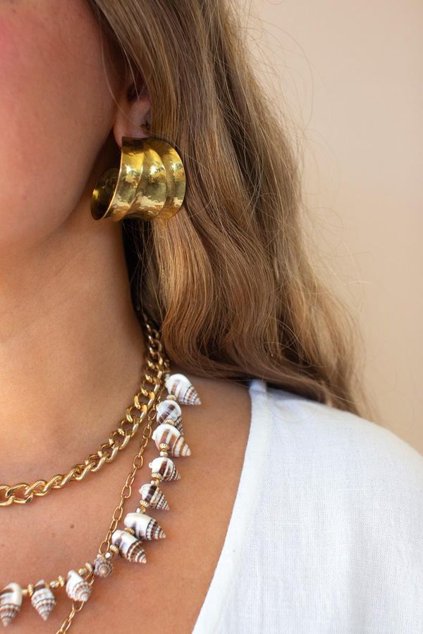 Half-Hoop Ridged Gold-Tone Earrings