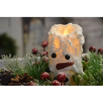 Snowman LED Moving Flame Votive 2x5in