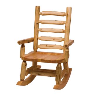 Cedar Log Rocking Chair with Log Backrest - Natural - Wood seat