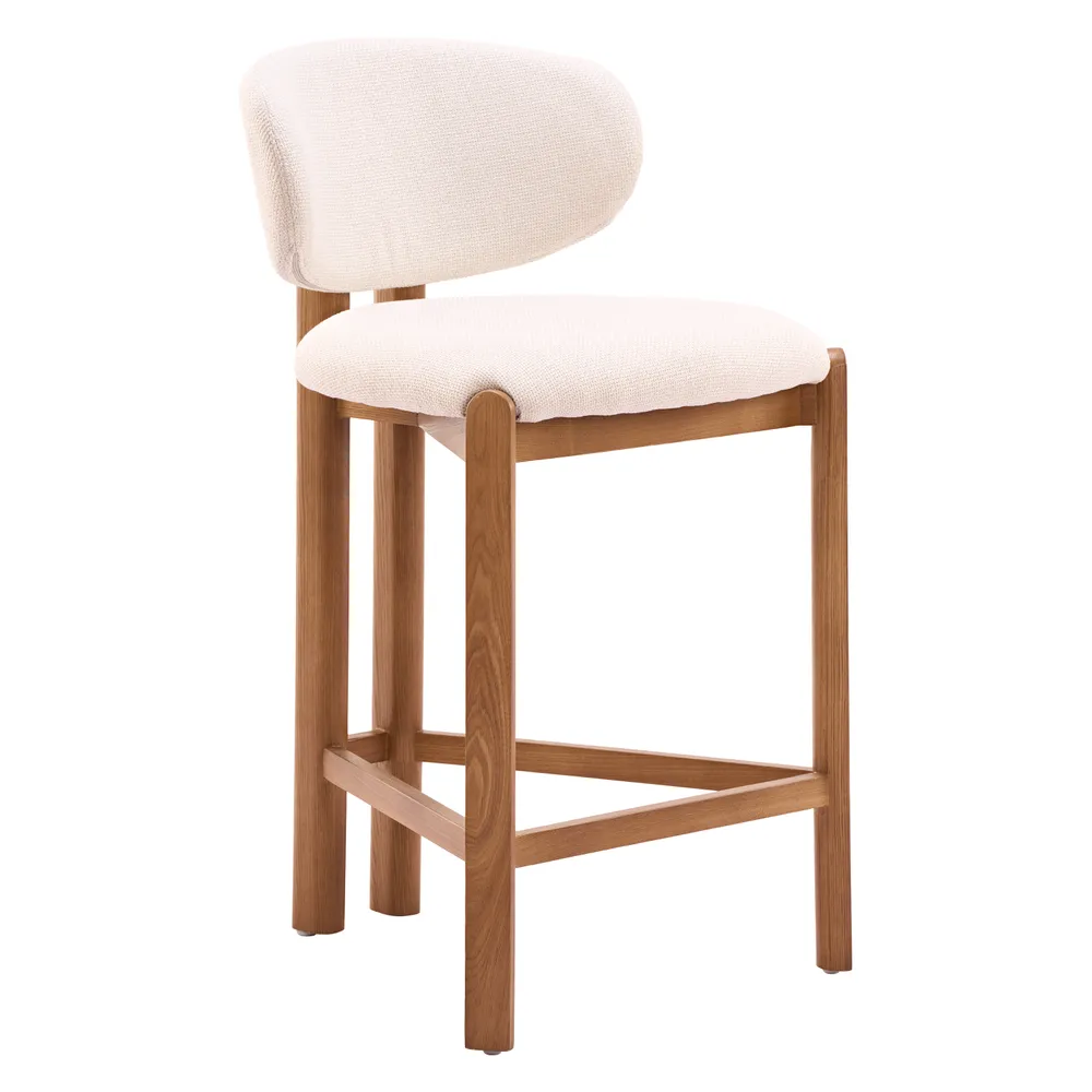 Rosetta Counter Stool Beige & Walnut