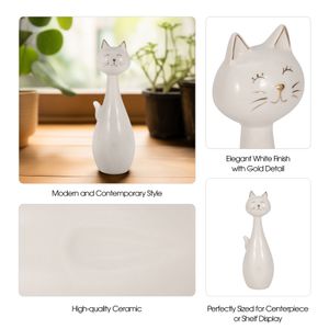 9" SITTING KITTY, WHITE/GOLD 10