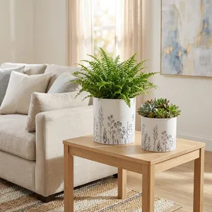 DARRENOAK SET OF 2 WHITE PLANTER 8 (IN) 12