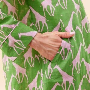Giraffe Pink Green Cotton Night Shirt 9