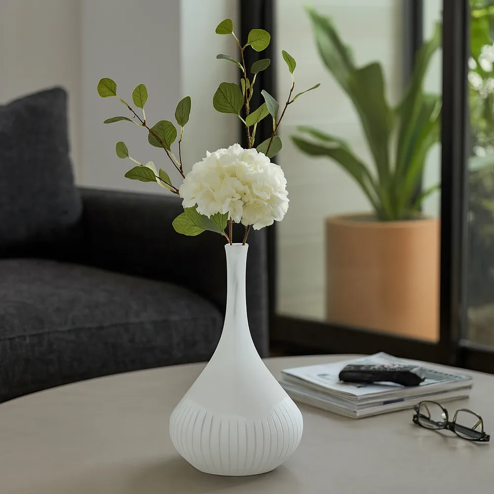 THORNBY WHITE GLASS VASE 15 (IN)