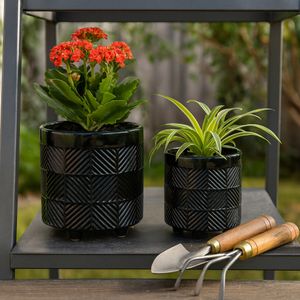 EMMETLAKE SET OF 2 BLACK PLANTER 8 (IN) 2
