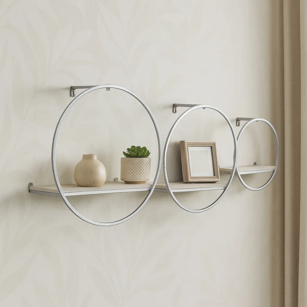 GAIGESTONE SET OF 3 SILVER WALL SHELF 8 (IN)