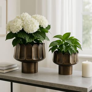 MAXWELLSHAW SET OF 2 GOLD PLANTER 11 (IN) 12