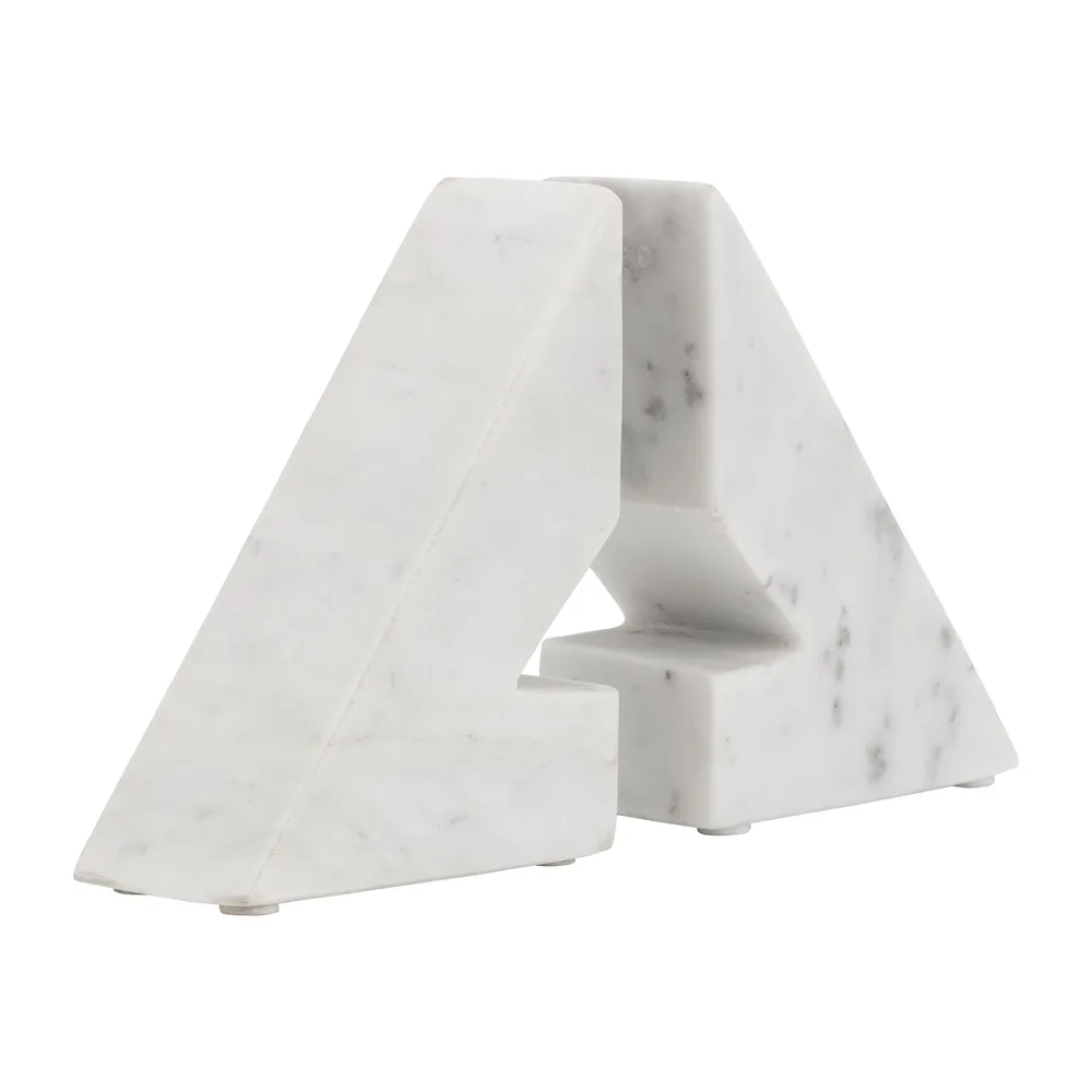 HUTTONLAKE SET OF 2 WHITE BOOKENDS 6 (IN)