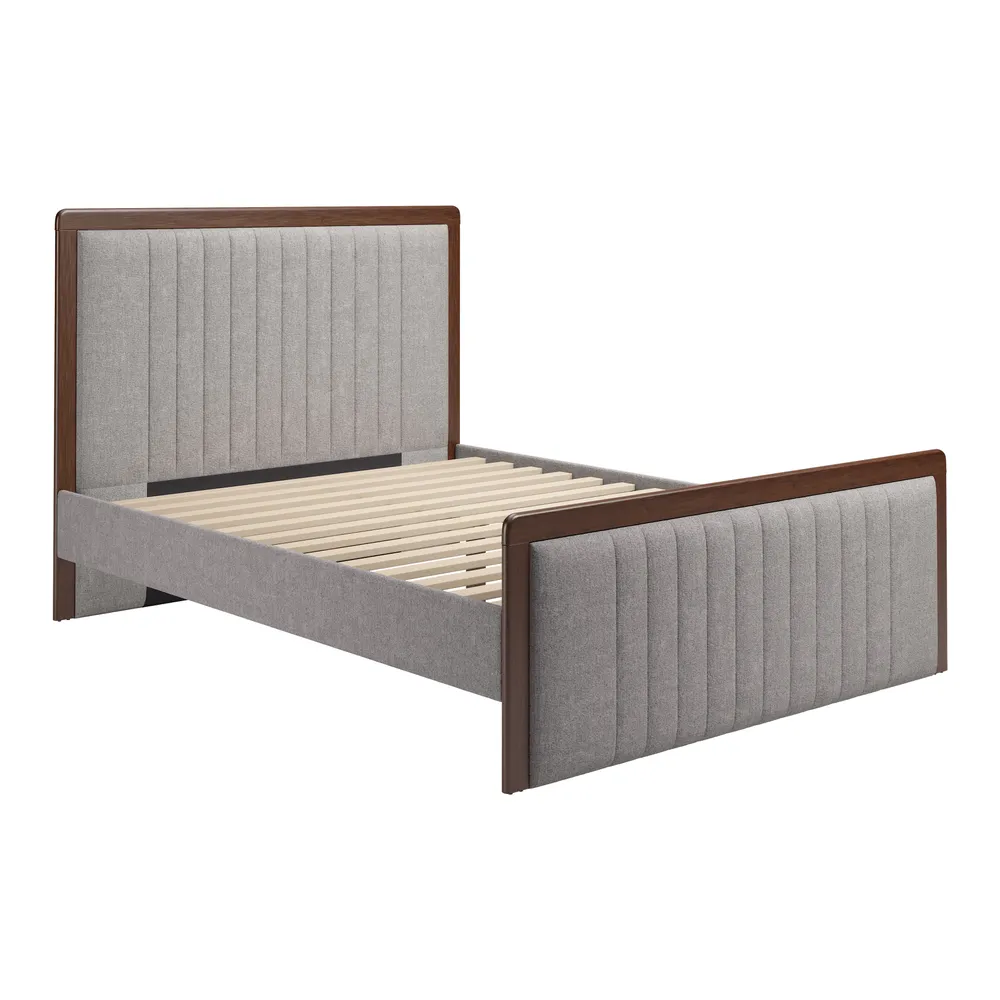Somune Queen Bed Gray & Walnut