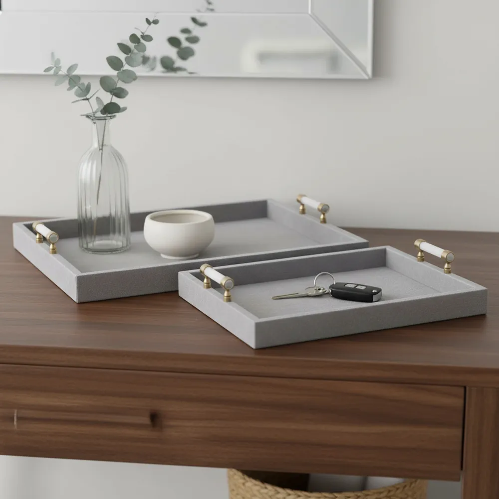 HARPERPORT SET OF 2 GRAY TRAY 3 (IN)