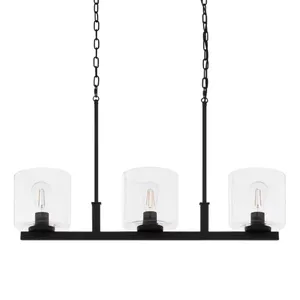 Melina 33″ Wide 3-Light Linear Chandelier - Matte Black 1