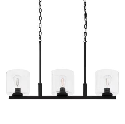 Melina 33″ Wide 3-Light Linear Chandelier - Matte Black