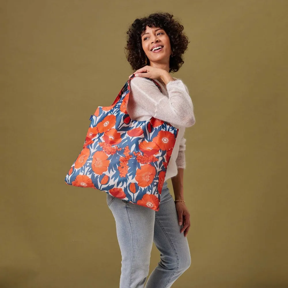 Icelandic Poppies  blu Reusable Shopping Bag