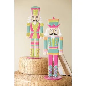 Set of 2 Painted Metal Vibrant Tabletop Nutcrackers 1
