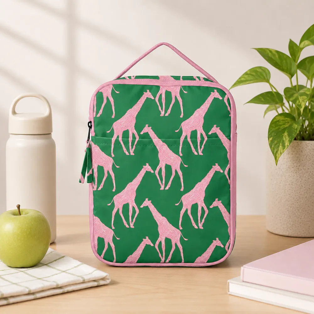 Giraffe Pink & Green Lunch Tote