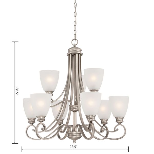 Haven 28.5'' Wide 9-Light Chandelier - Satin Pewter