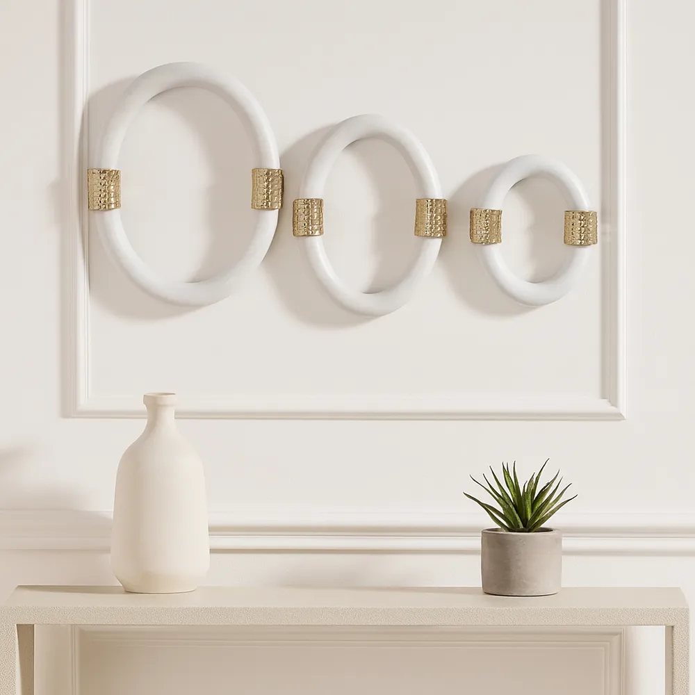 WESTONSHAW SET OF 3 WHITE WALL SCULPTURES 14 (IN)
