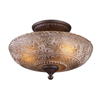 Norwich 14″ Wide 3-Light Semi Flush Mount - Oiled Bronze
