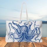 HEAVY CANVAS ROPE TOTE W WICKER BOTTOM - OCTOPUS 1