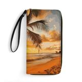 WRISTLET W ROPE STRAP & JUTE - SUNSET PALM TREES 1