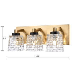 Candace 15.75'' Wide 3-Light Vanity Light - Satin Brass with Matte Black 2