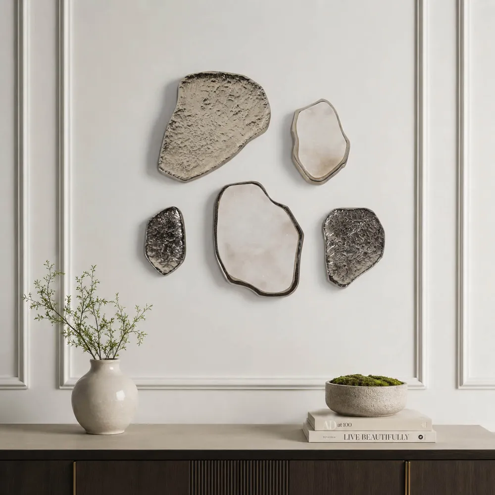 ELROYBURN SET OF 5 SILVER WALL SCULPTURES 12 (IN)