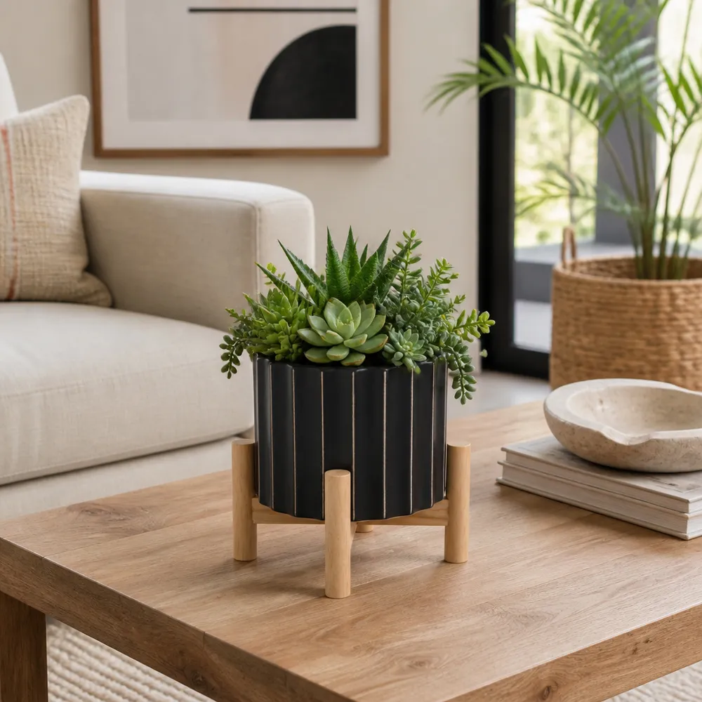 CLAXTONFIELD BLACK PLANTER 6 (IN)