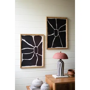 Set of 2 Black and White Framed Abstract Prints Under Glass 4