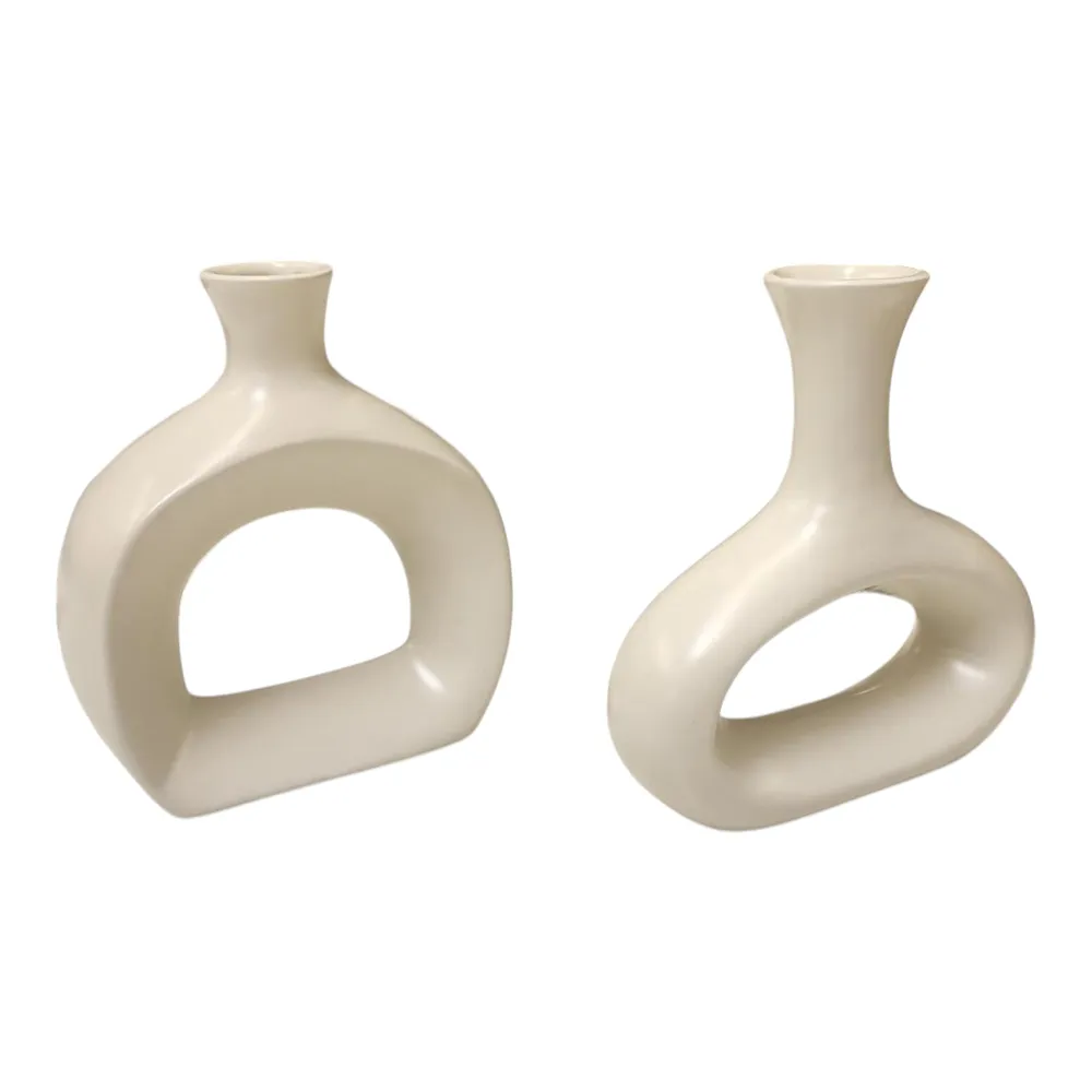 AXELTON SET OF 2 IVORY VASES 7 (IN)