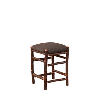 Hickory Log Square Counter Stool - Upholstered Seat - Standard