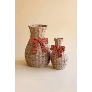 Set of 2 Twisted Paper Vases with Bows 2