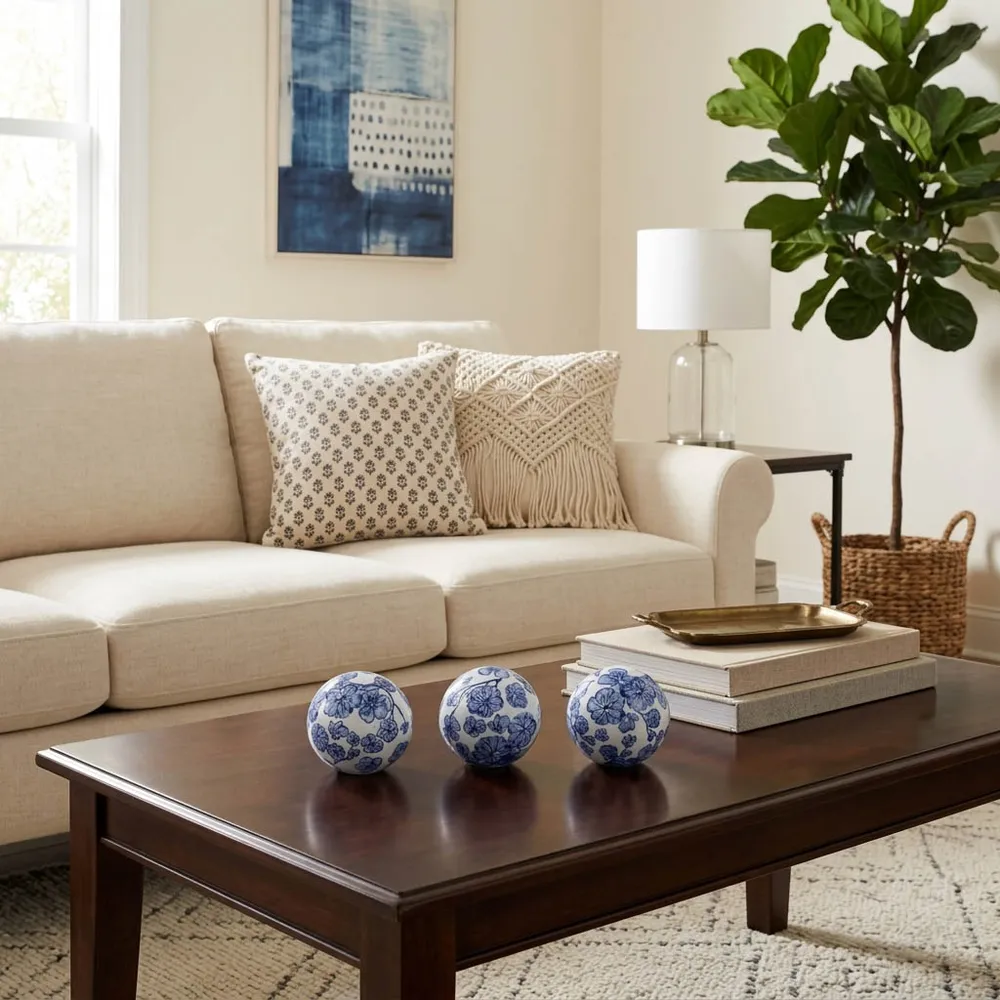 HEWITTFIELD SET OF 3 BLUE ORBS 5 (IN)